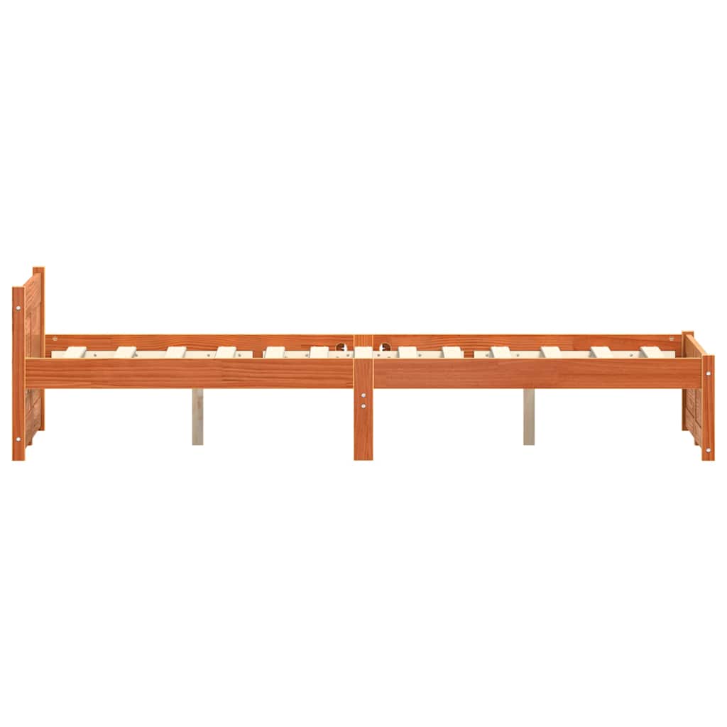 Bettrahmen mit Kopfteil Wachsbraun 195,5 x 140,5 x 51 cm