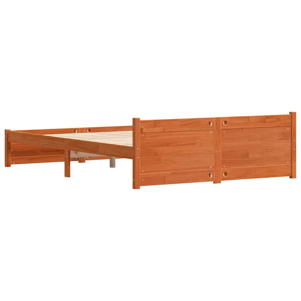 Bettrahmen mit Kopfteil Wachsbraun 205,5 x 155,5 x 51 cm