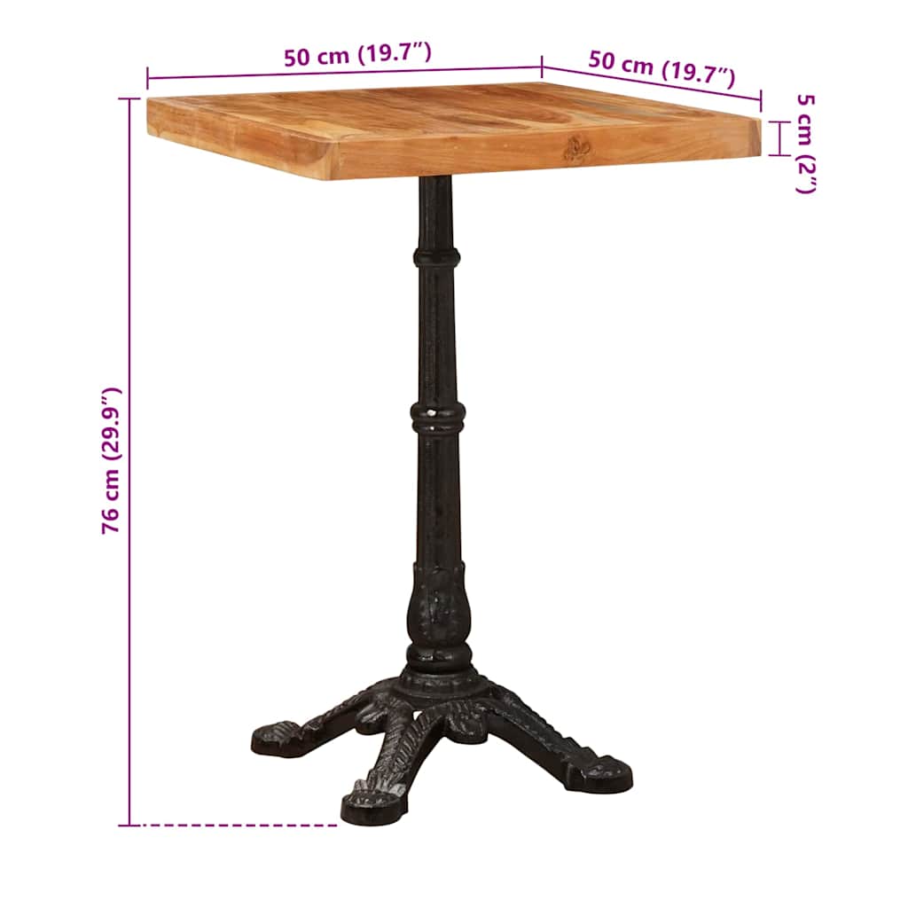 Bistrotisch Braun 50 x 50 x 76 cm Massivholz Akazie