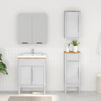 Badezimmermöbel-Set mit Tür FLORO 3 pcs Weiß Massivholz Kiefer