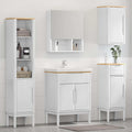 Badezimmermöbel-Set mit Tür FLORO 4 pcs Weiß Massivholz Kiefer