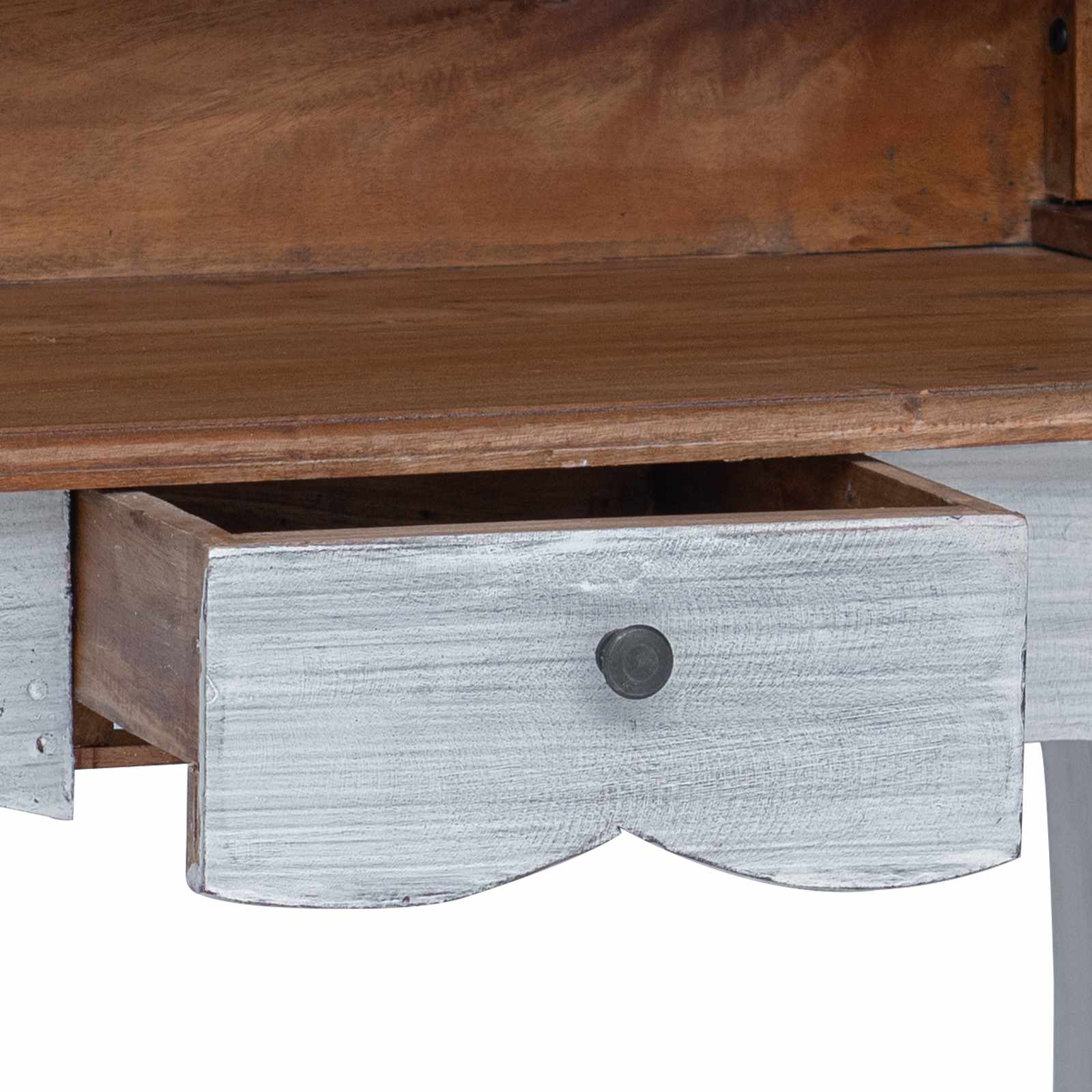 Schreibtisch Braun und Weiß 80 x 40 x 92 cm Massivholz Mahagoni