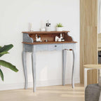 Schreibtisch Braun und Weiß 80 x 40 x 92 cm Massivholz Mahagoni