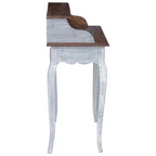 Schreibtisch Braun und Weiß 80 x 40 x 92 cm Massivholz Mahagoni
