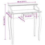 Schreibtisch Braun und Weiß 80 x 40 x 92 cm Massivholz Mahagoni