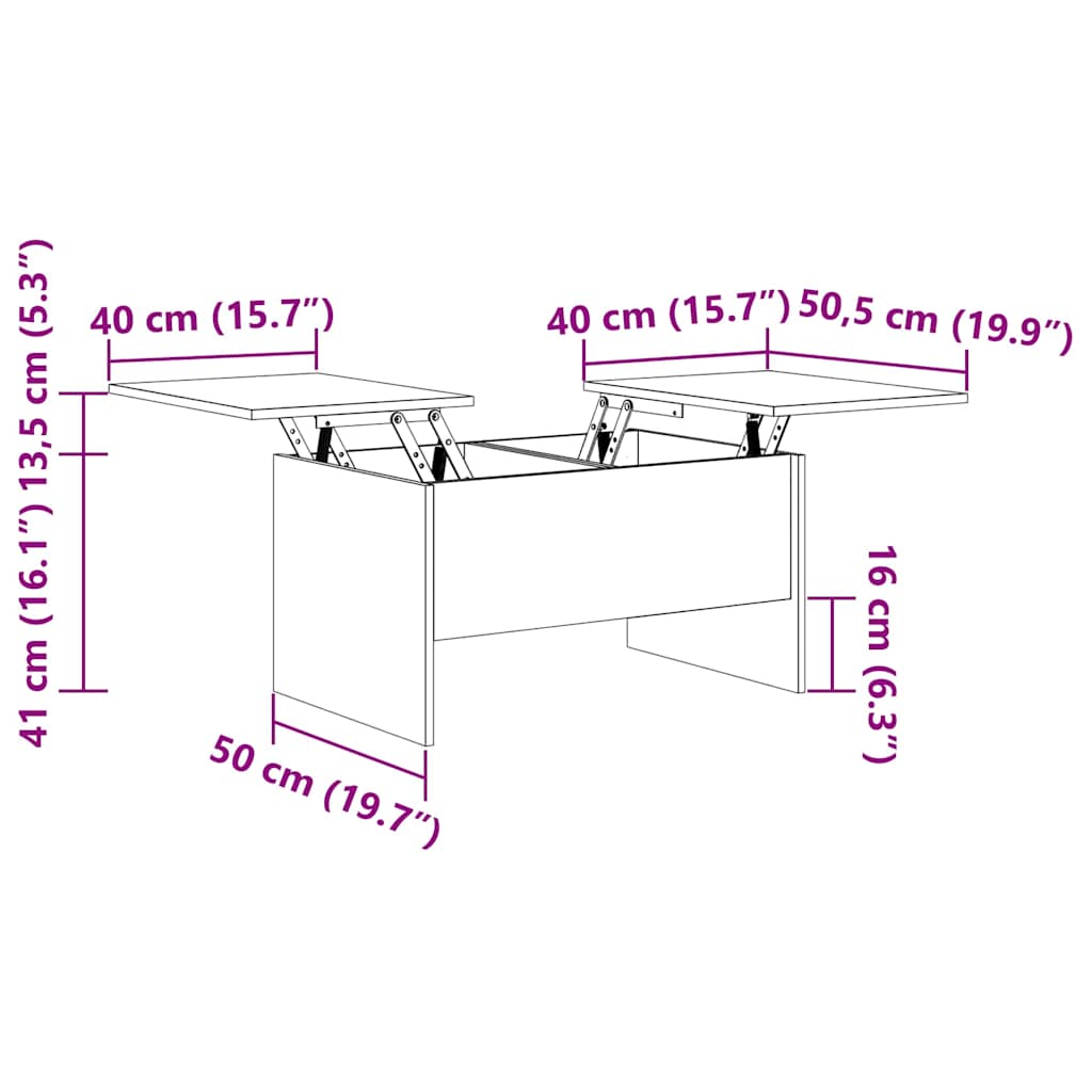Couchtisch Artisan-Eiche 102 x 50,5 x 46,5 cm Holzwerkstoff
