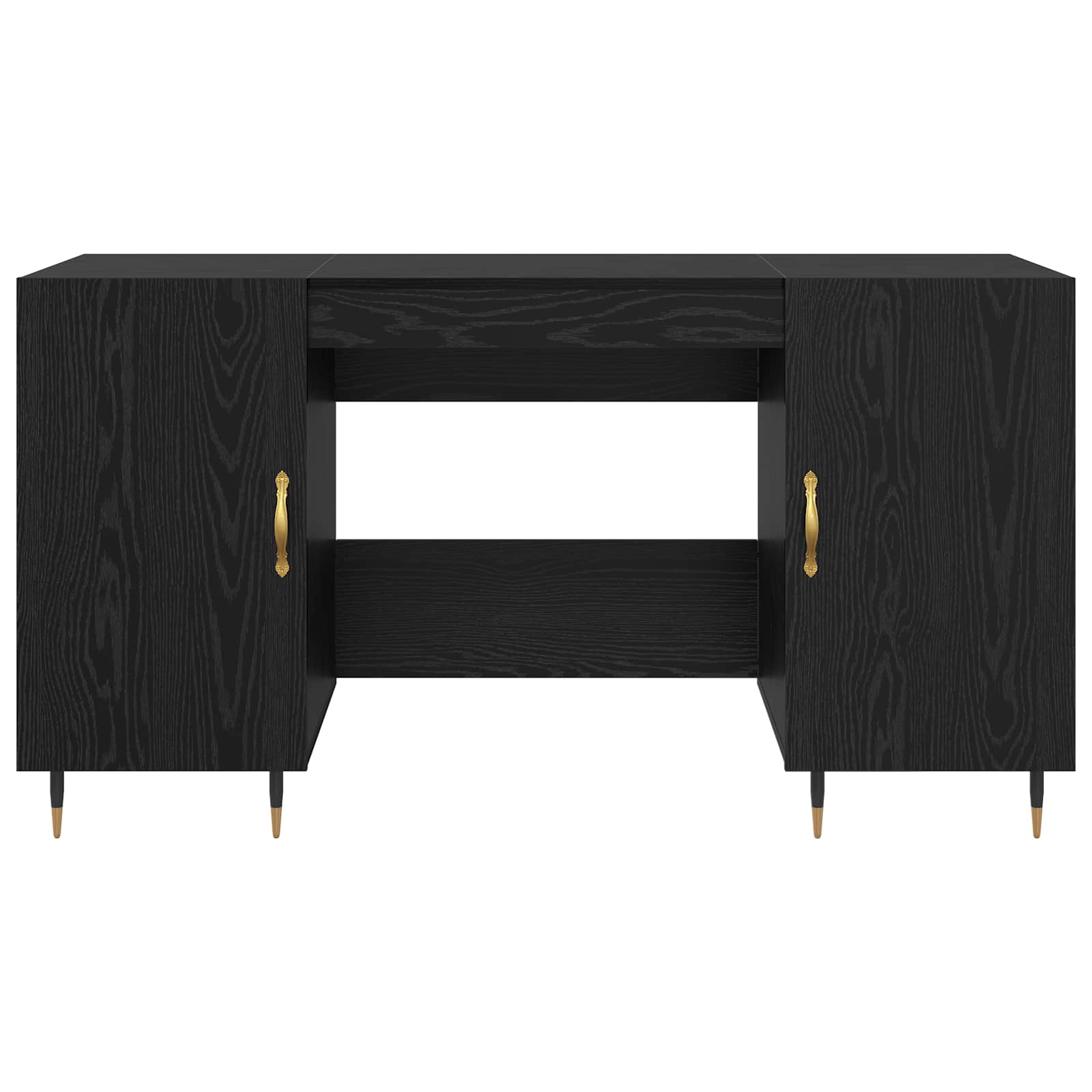 Schreibtisch mit Regal Schwarz Eichen-Optik 140 x 50 x 75 cm