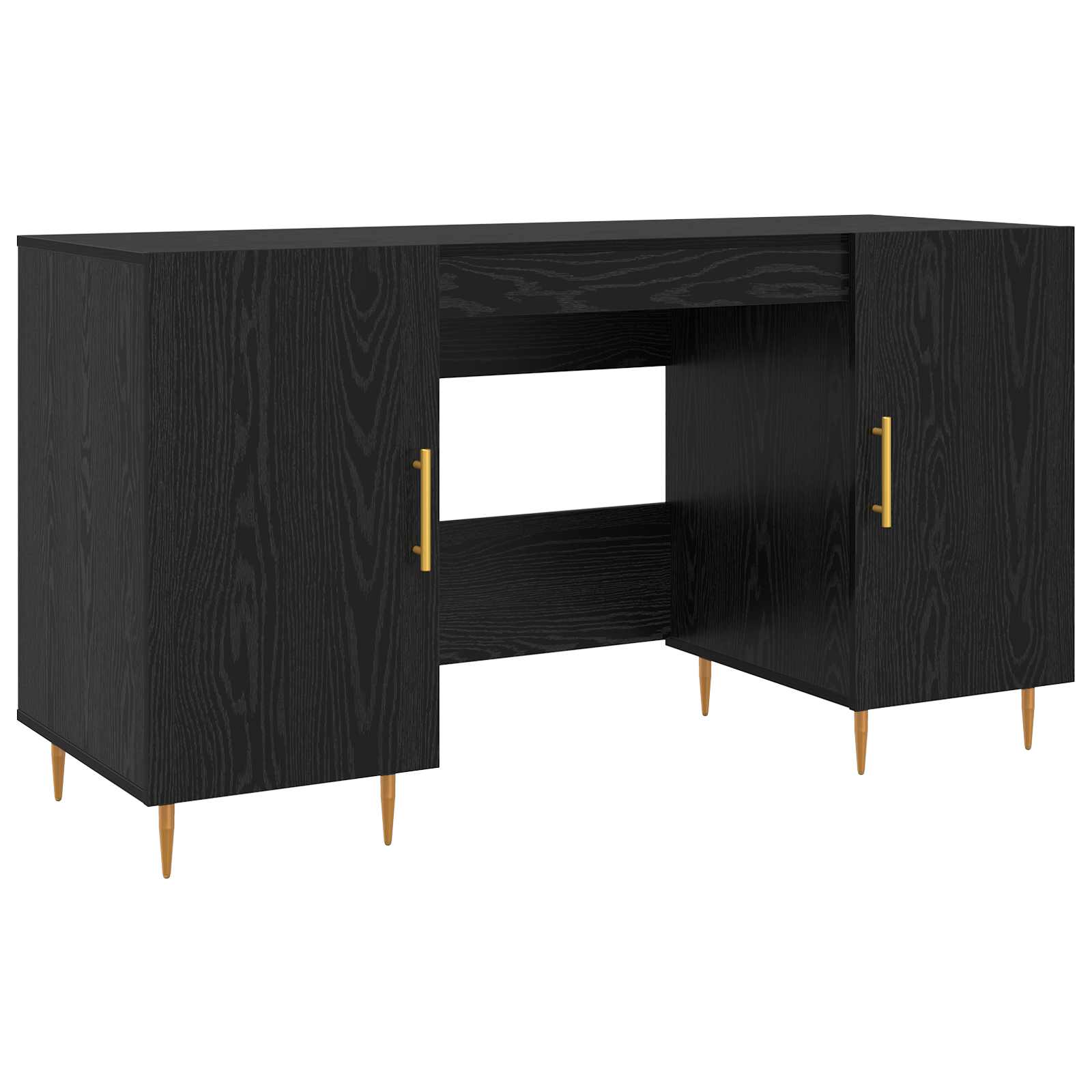 Schreibtisch mit Regal Schwarz Eichen-Optik 140 x 50 x 75 cm