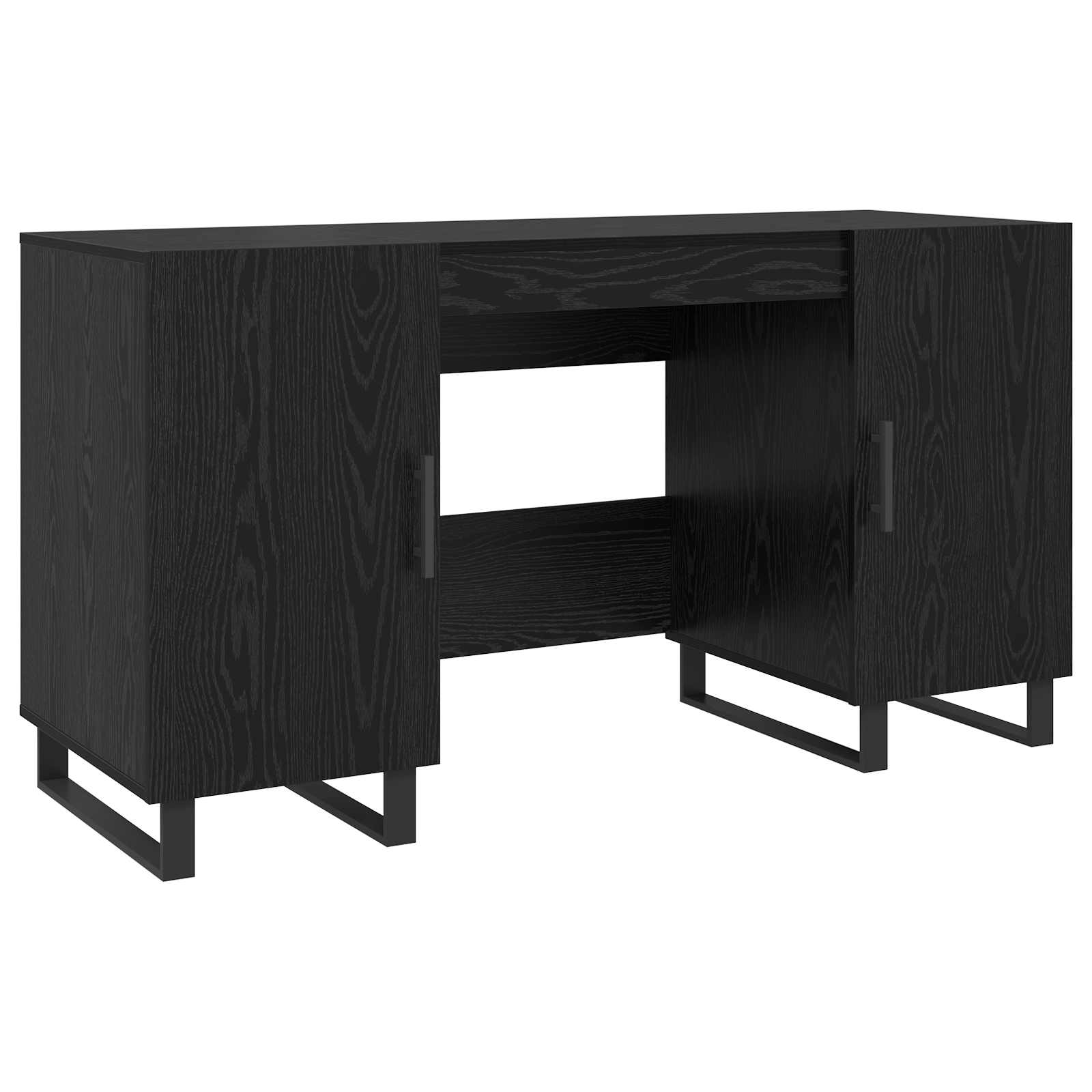 Schreibtisch mit Regal Schwarz Eichen-Optik 140 x 50 x 75 cm