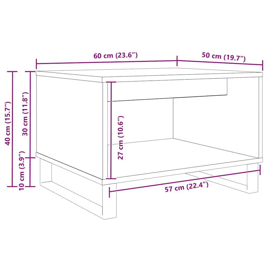 Couchtisch Artisan-Eiche 60 x 50 x 40 cm Holzwerkstoff