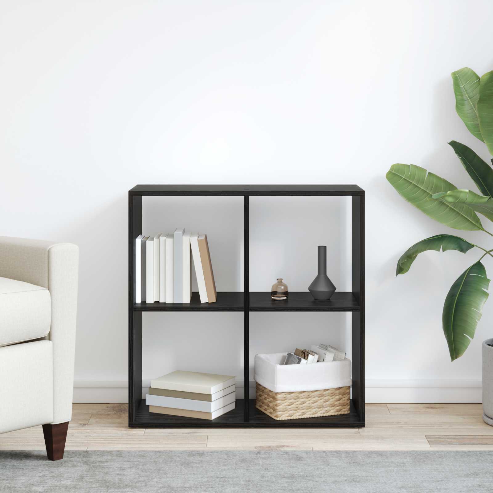 Bücherregal Schwarz Eichen-Optik 69,5 x 29 x 69,5 cm