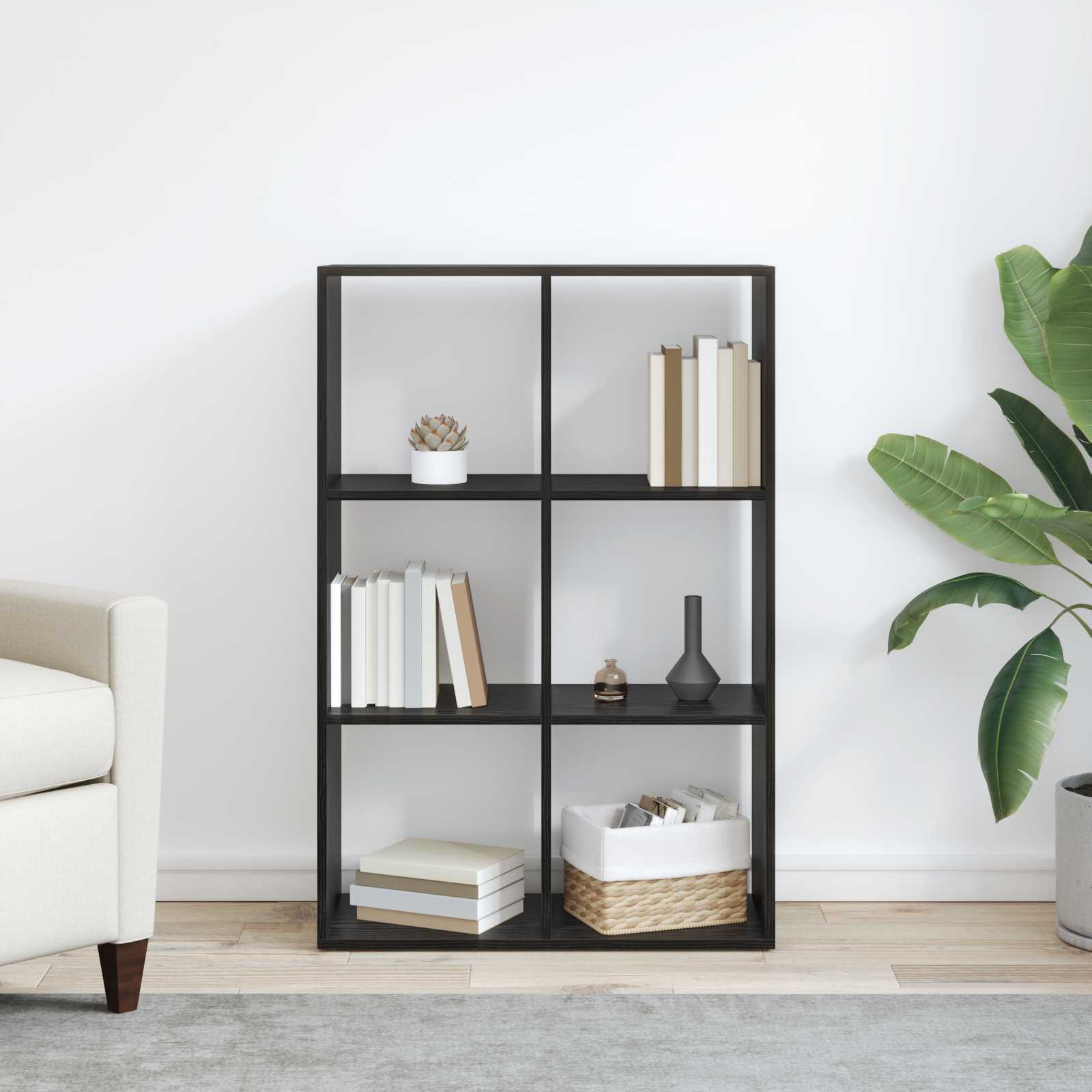 Bücherregal Schwarz Eichen-Optik 69,5 x 29 x 103,5 cm