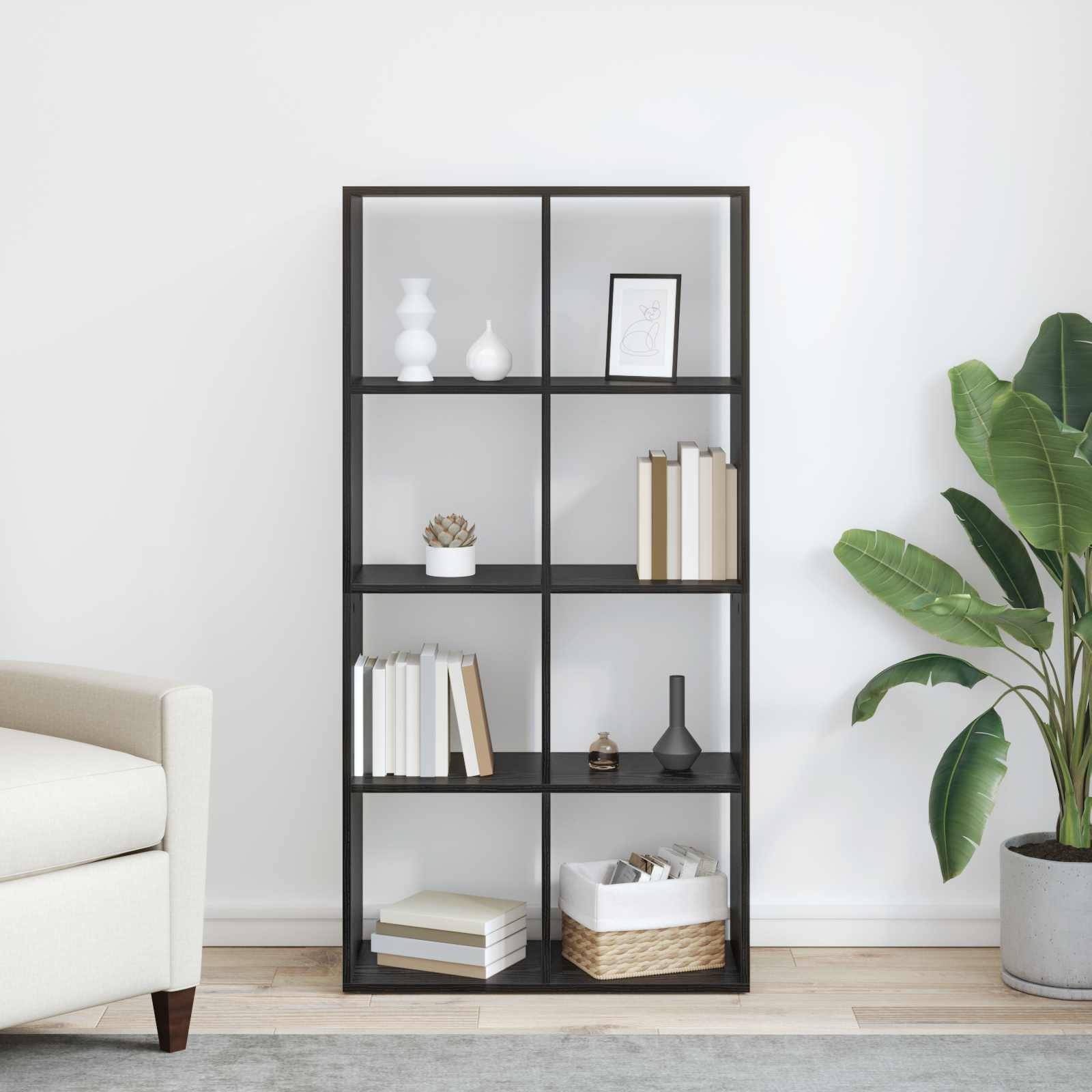 Bücherregal Schwarz Eichen-Optik 69,5 x 29 x 137,5 cm