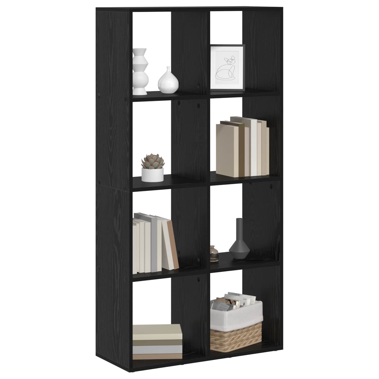 Bücherregal Schwarz Eichen-Optik 69,5 x 29 x 137,5 cm