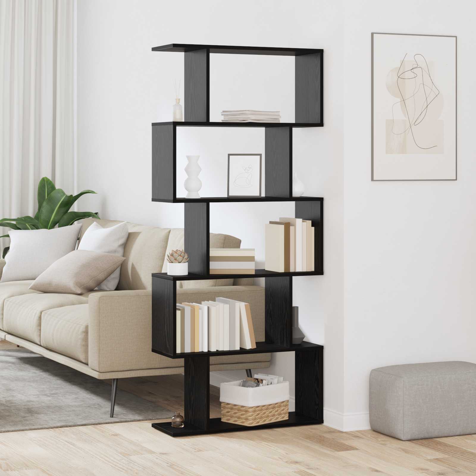 Bücherregal Schwarz Eichen-Optik 70 x 24 x 161 cm Holzwerkstoff