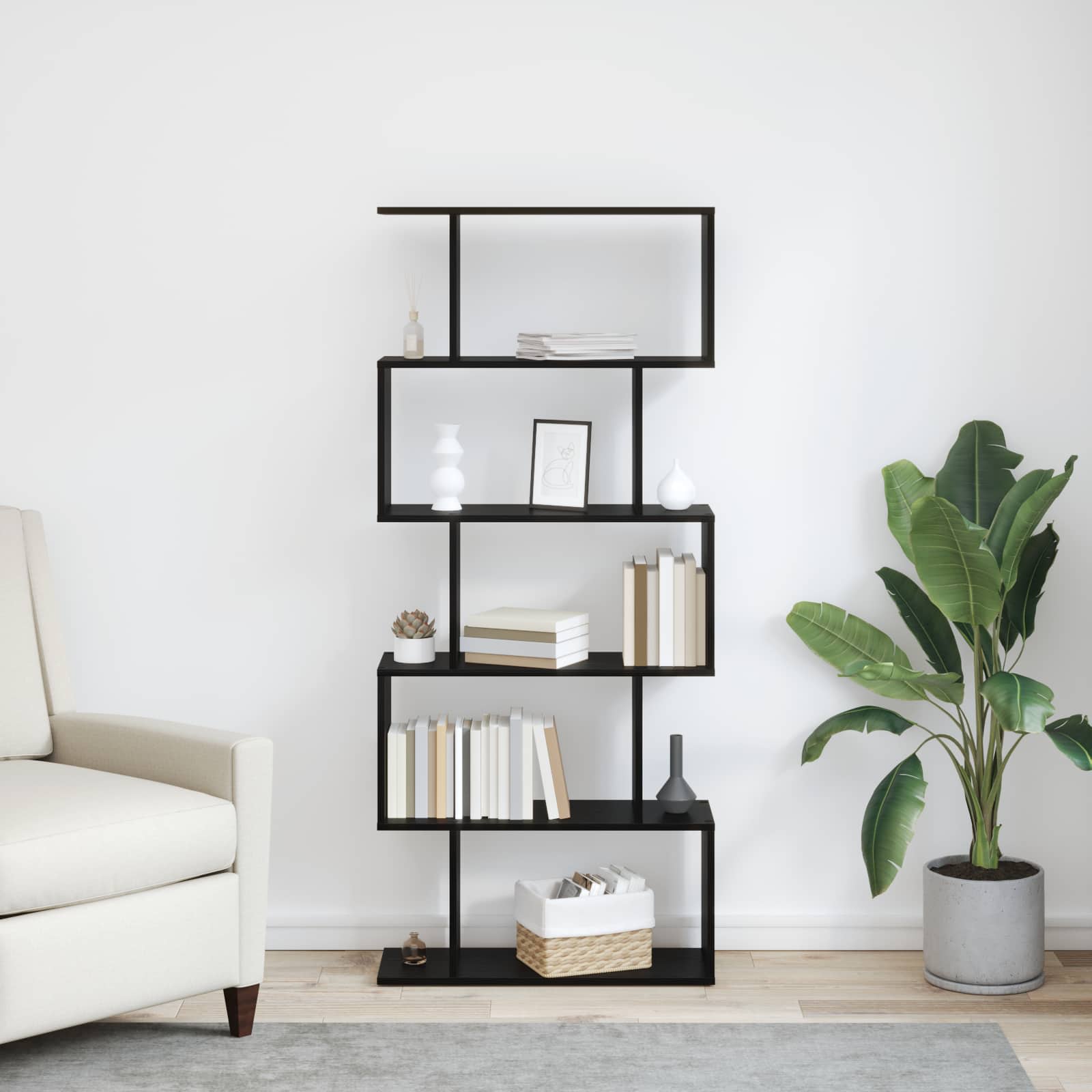 Bücherregal Schwarz Eichen-Optik 70 x 24 x 161 cm Holzwerkstoff