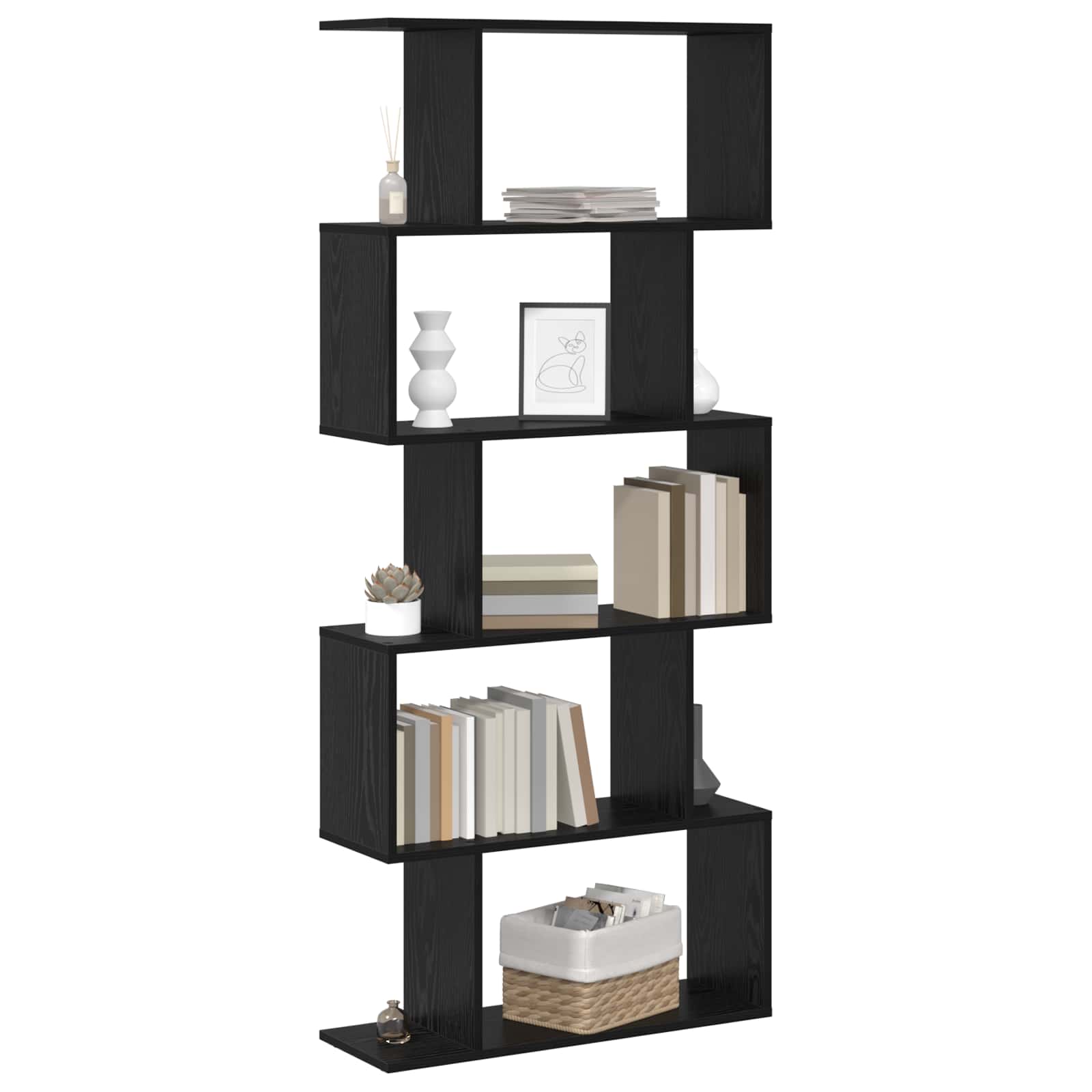 Bücherregal Schwarz Eichen-Optik 70 x 24 x 161 cm Holzwerkstoff