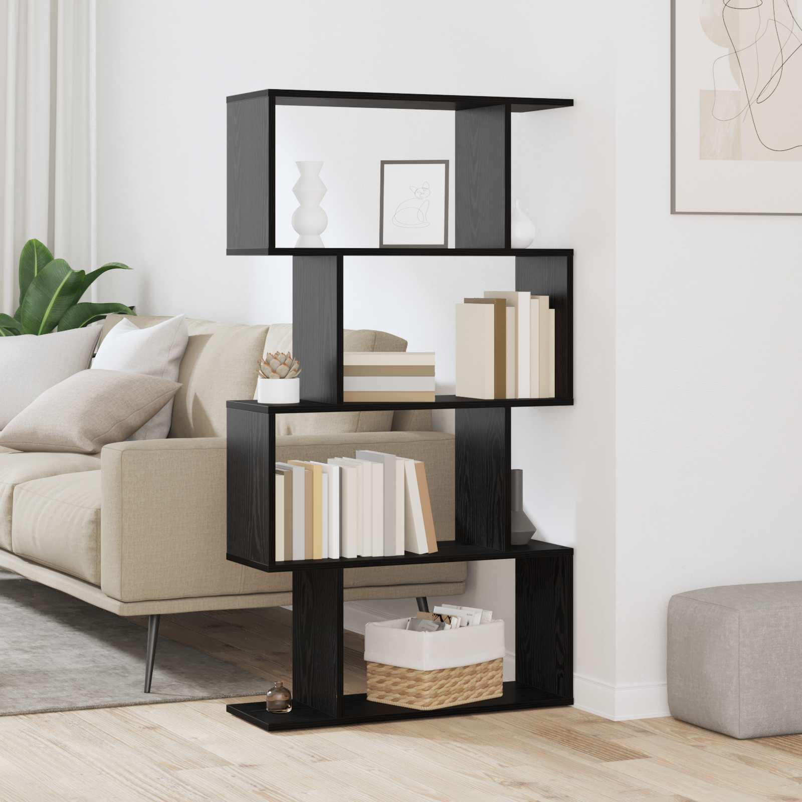 Bücherregal Schwarz Eichen-Optik 70 x 24 x 129 cm Holzwerkstoff