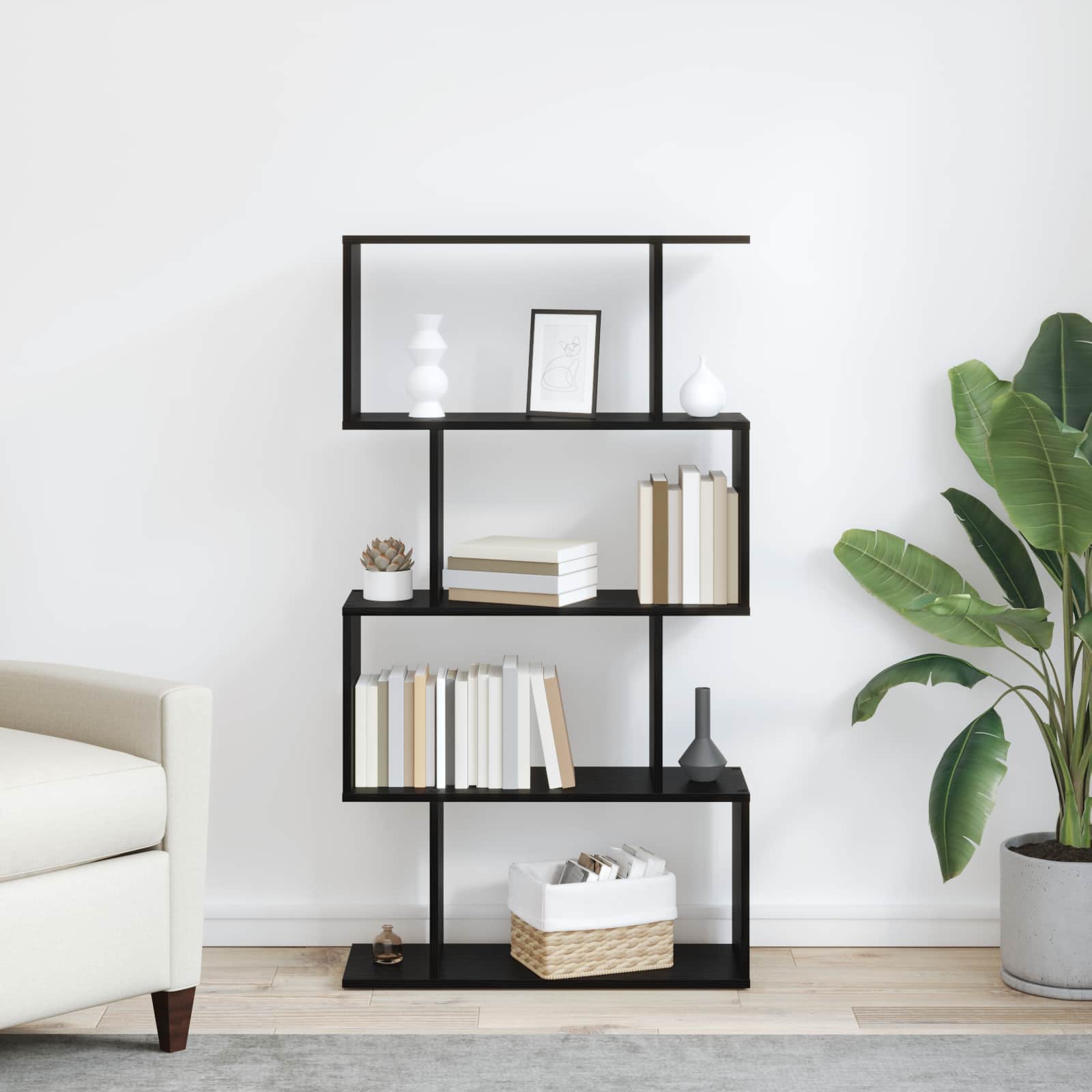 Bücherregal Schwarz Eichen-Optik 70 x 24 x 129 cm Holzwerkstoff