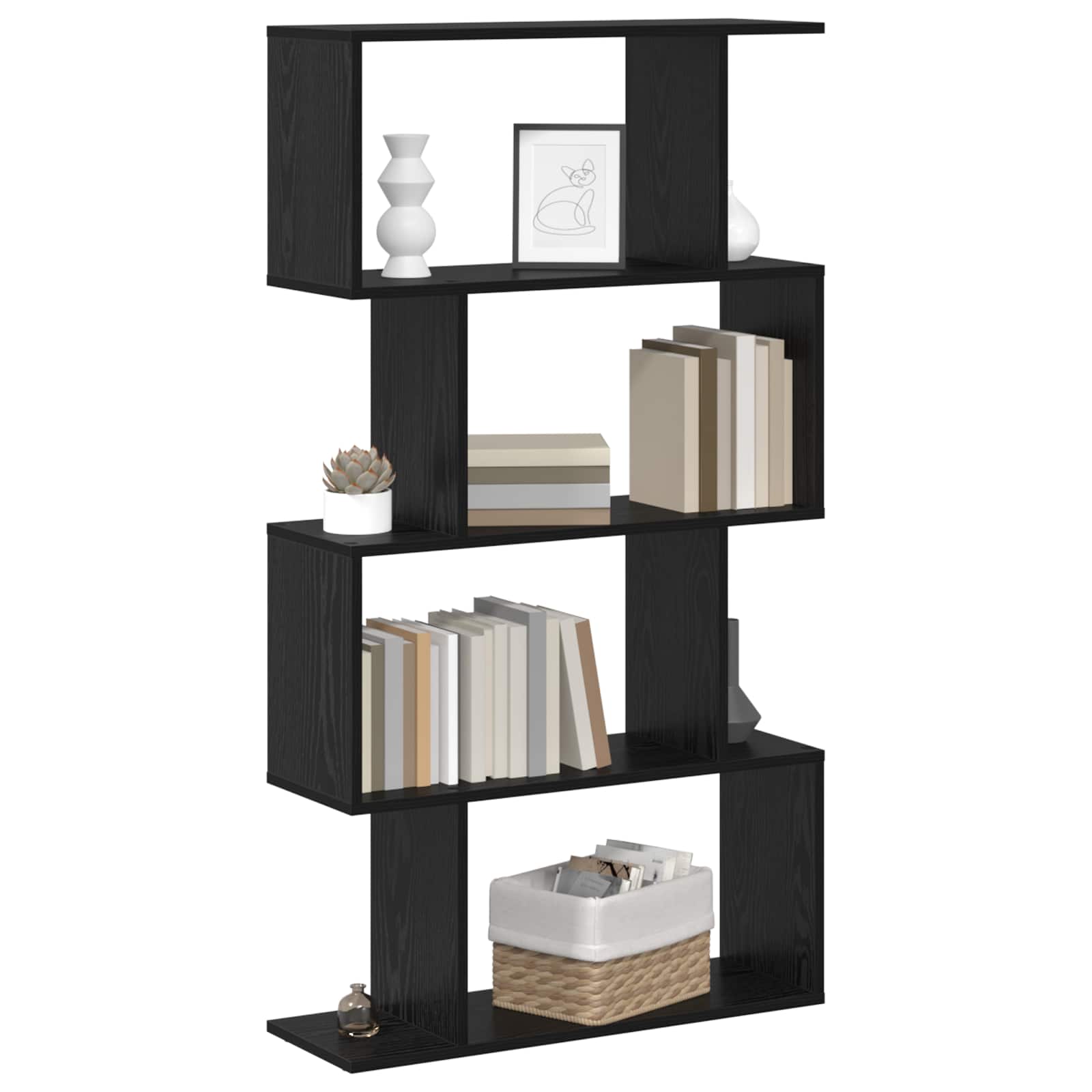 Bücherregal Schwarz Eichen-Optik 70 x 24 x 129 cm Holzwerkstoff