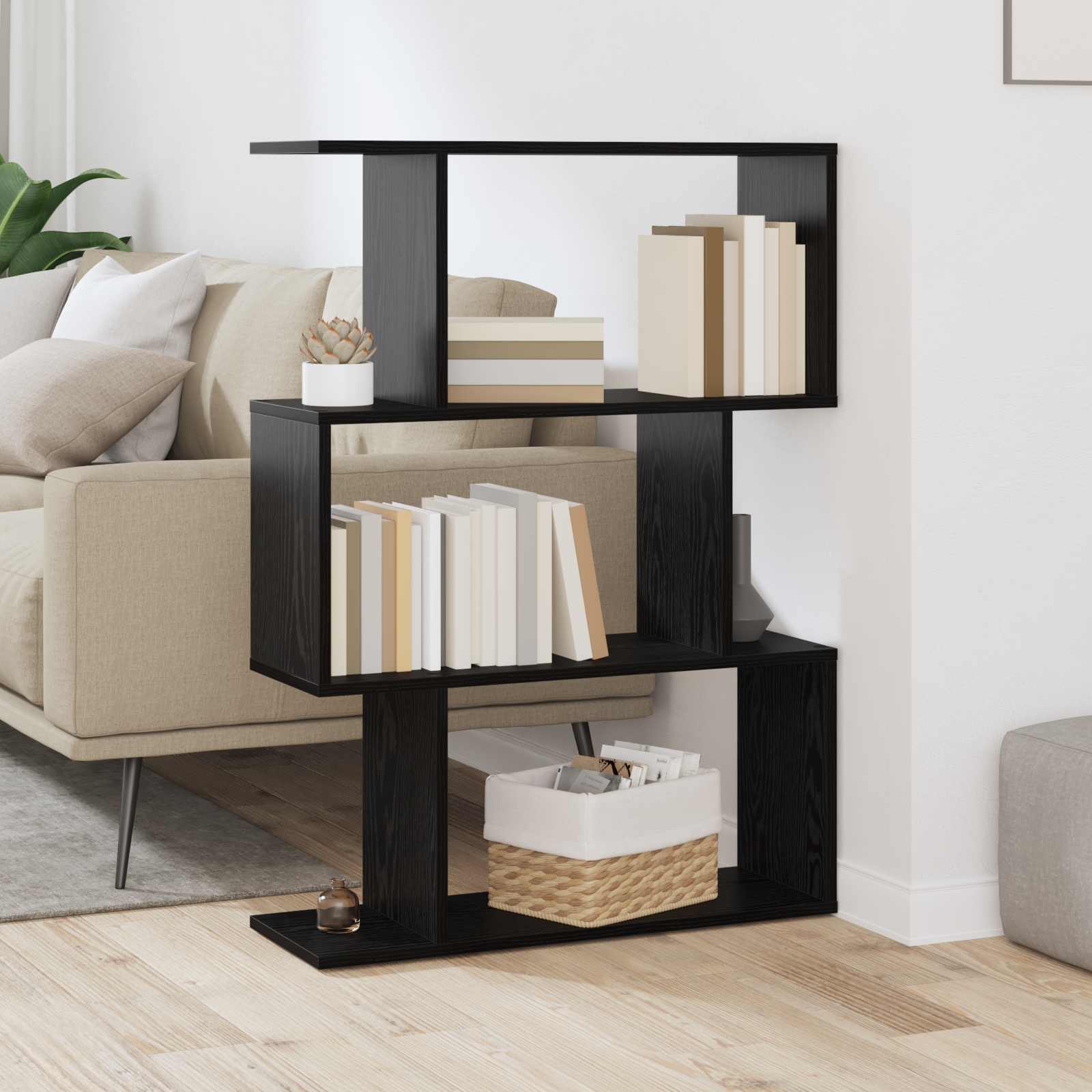 Bücherregal Schwarz Eichen-Optik 70 x 24 x 97 cm Holzwerkstoff