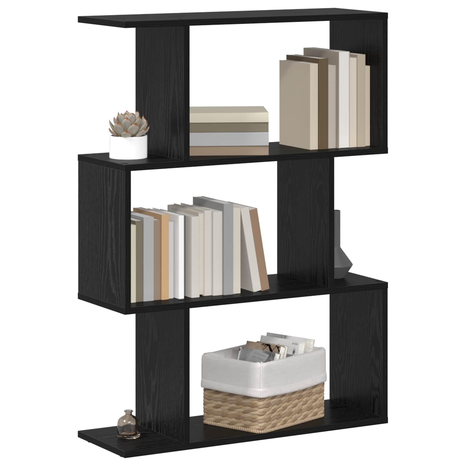 Bücherregal Schwarz Eichen-Optik 70 x 24 x 97 cm Holzwerkstoff