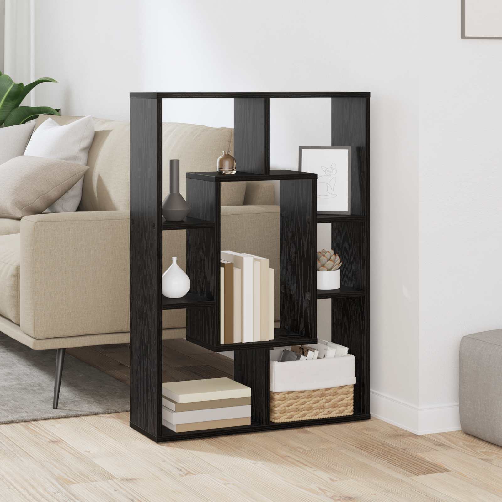 Bücherregal Schwarz Eichen-Optik 63 x 20 x 90 cm Holzwerkstoff