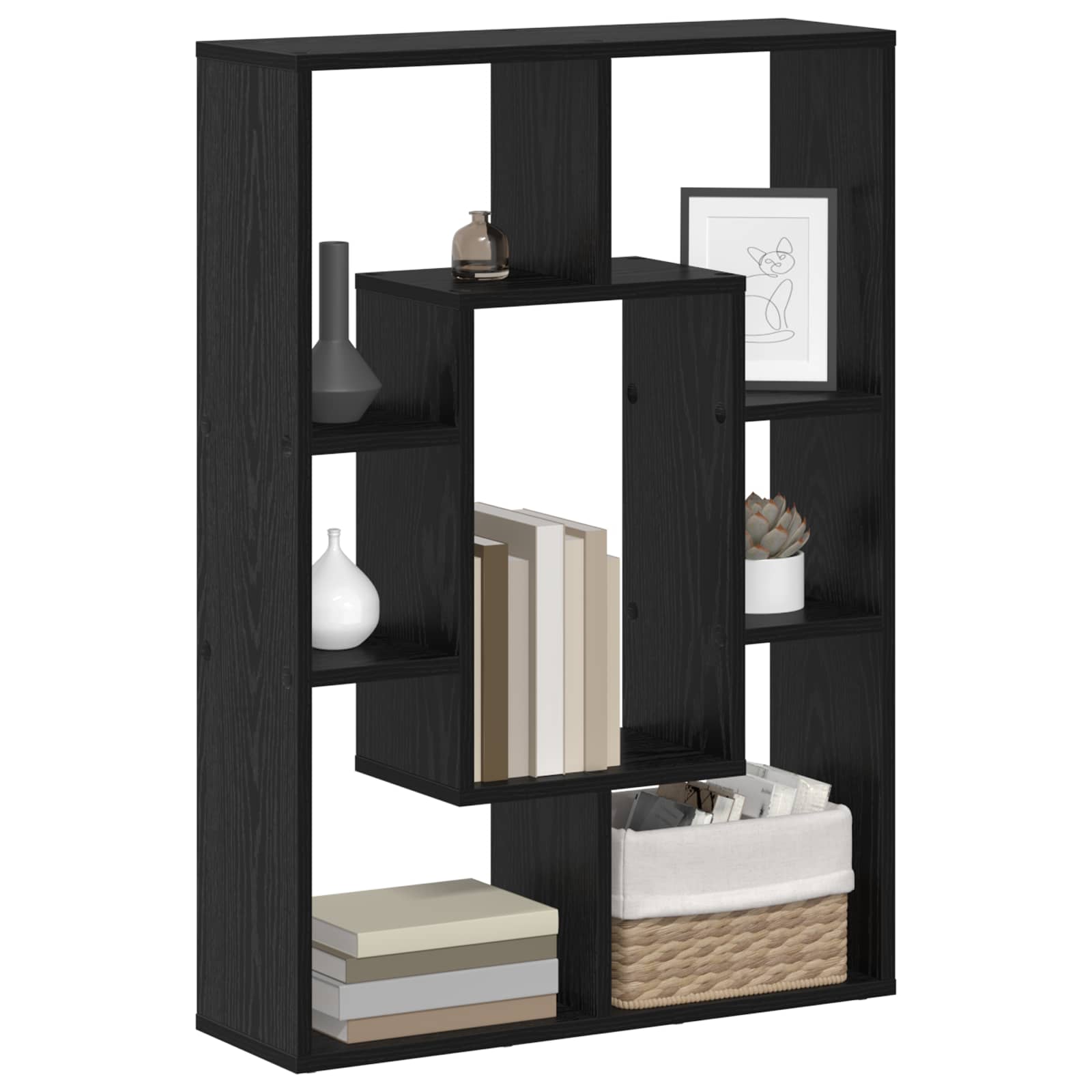 Bücherregal Schwarz Eichen-Optik 63 x 20 x 90 cm Holzwerkstoff