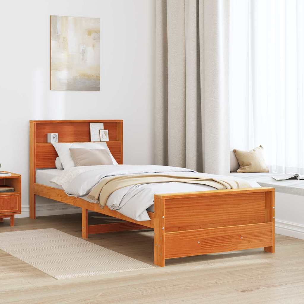 Bettrahmen mit Kopfteil Wachsbraun 90 x 190 cm Holzwerkstoff