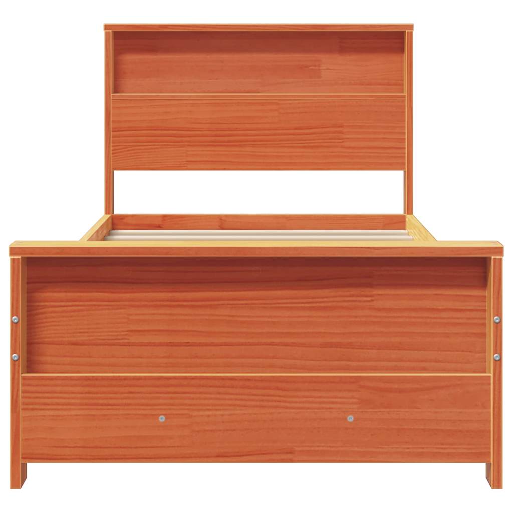 Bettrahmen mit Kopfteil Wachsbraun 90 x 190 cm Holzwerkstoff