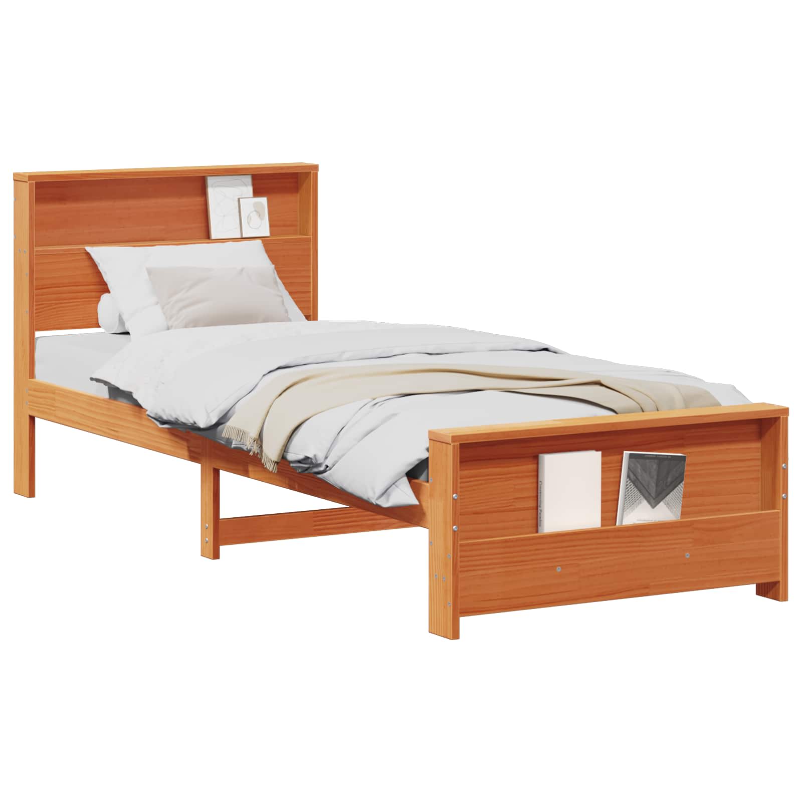 Bettrahmen mit Kopfteil Wachsbraun 75 x 190 cm Holzwerkstoff