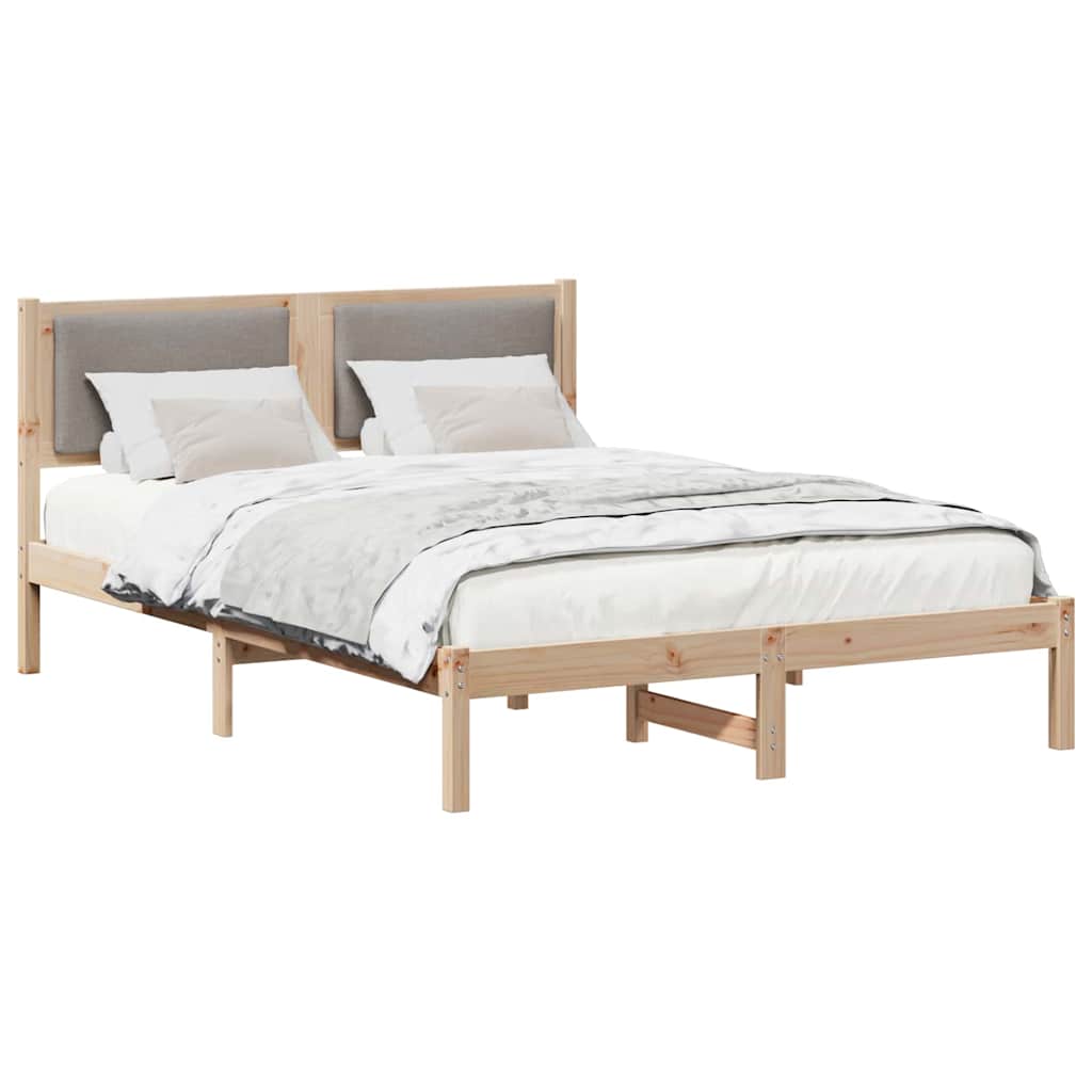Bettrahmen mit Kopfteil Taupe 160 x 200 cm Massives Kiefernholz