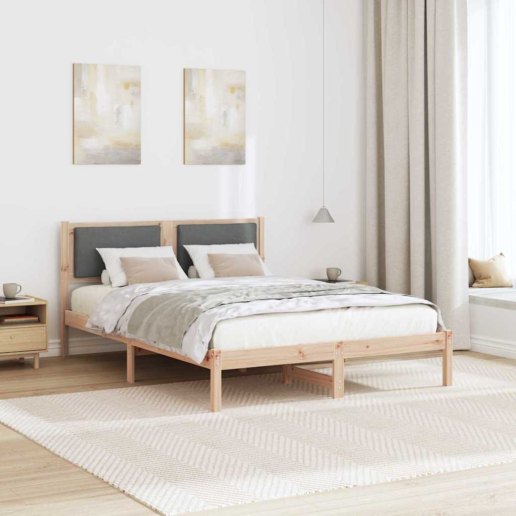 Bettrahmen Dunkelgrau 140 x 190 cm Massives Kiefernholz