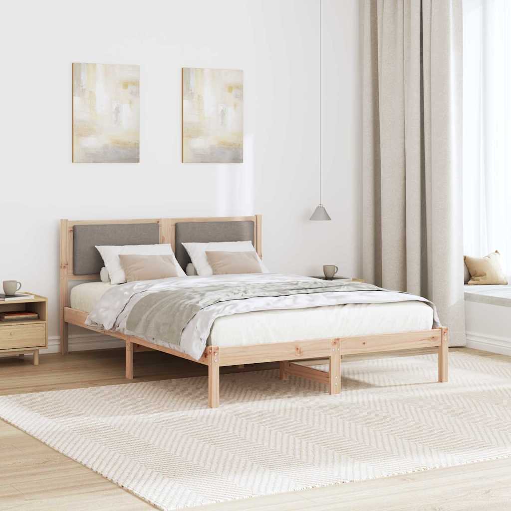 Bettrahmen mit Kopfteil Taupe 140 x 190 cm Massives Kiefernholz