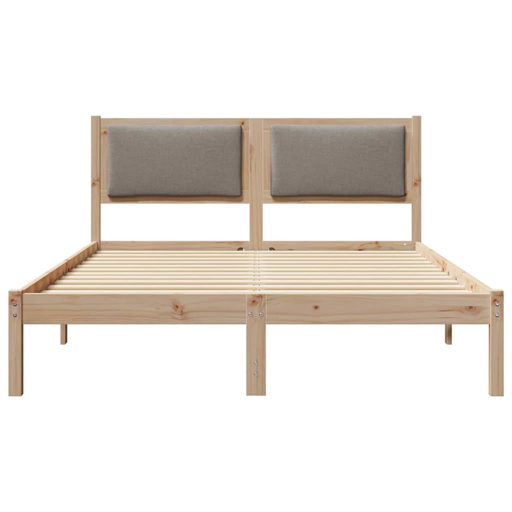 Bettrahmen mit Kopfteil Taupe 140 x 190 cm Massives Kiefernholz