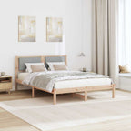 Bettrahmen Hellgrau 135 x 190 cm Massives Kiefernholz