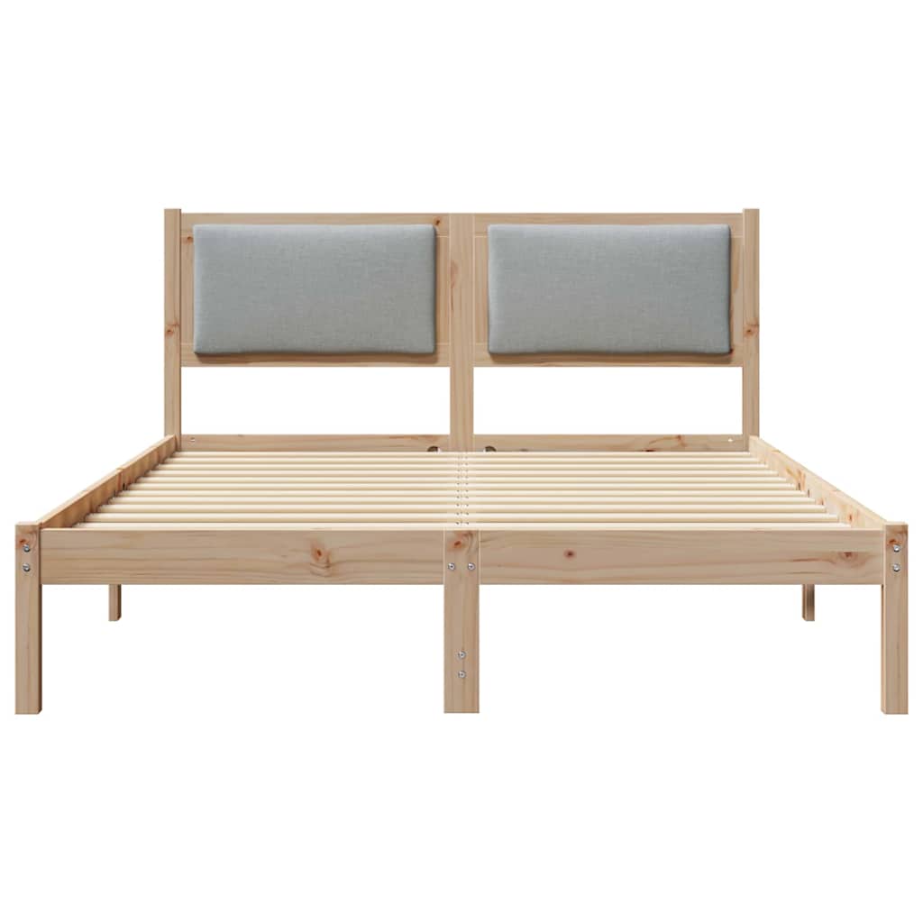 Bettrahmen Hellgrau 135 x 190 cm Massives Kiefernholz