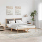 Bettrahmen mit Kopfteil Taupe 135 x 190 cm Massives Kiefernholz