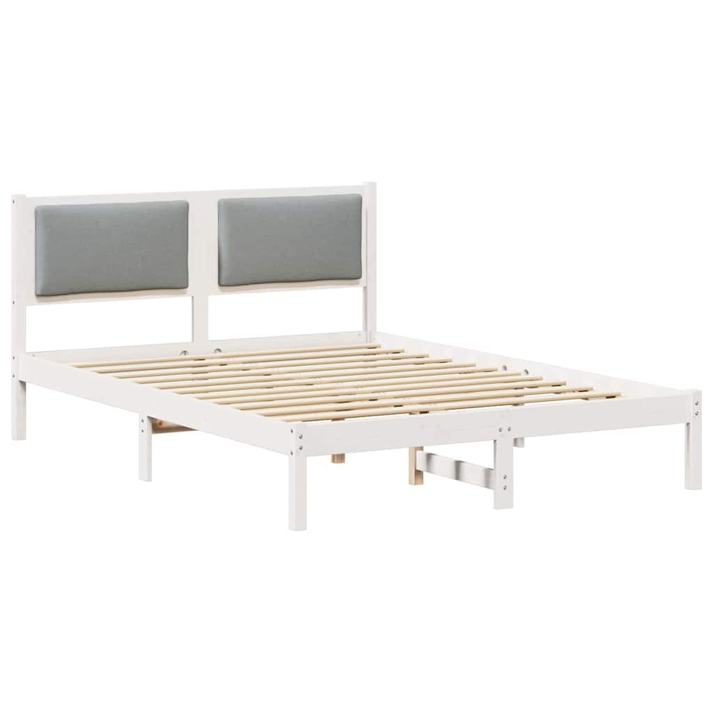 Bettrahmen Hellgrau 135 x 190 cm Massives Kiefernholz