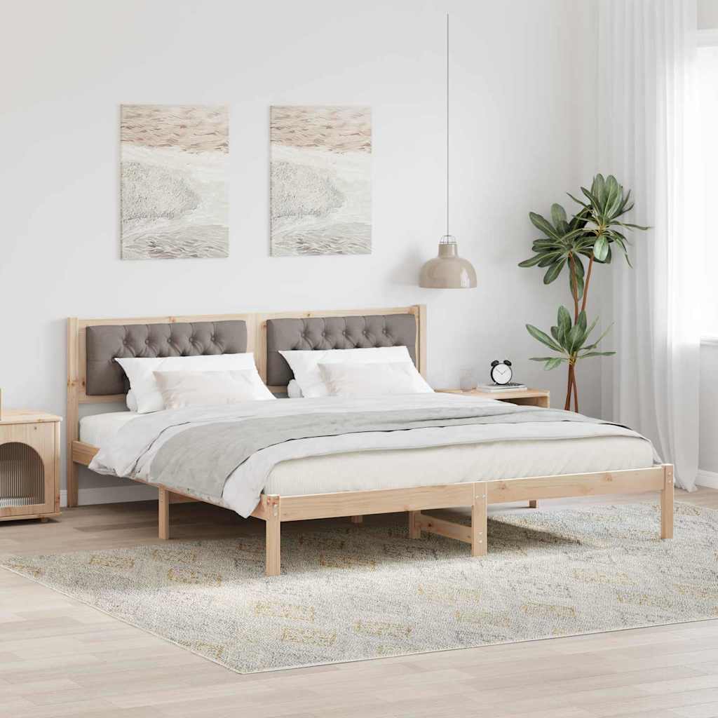 Bettrahmen mit Kopfteil Taupe 160 x 200 cm Massives Kiefernholz