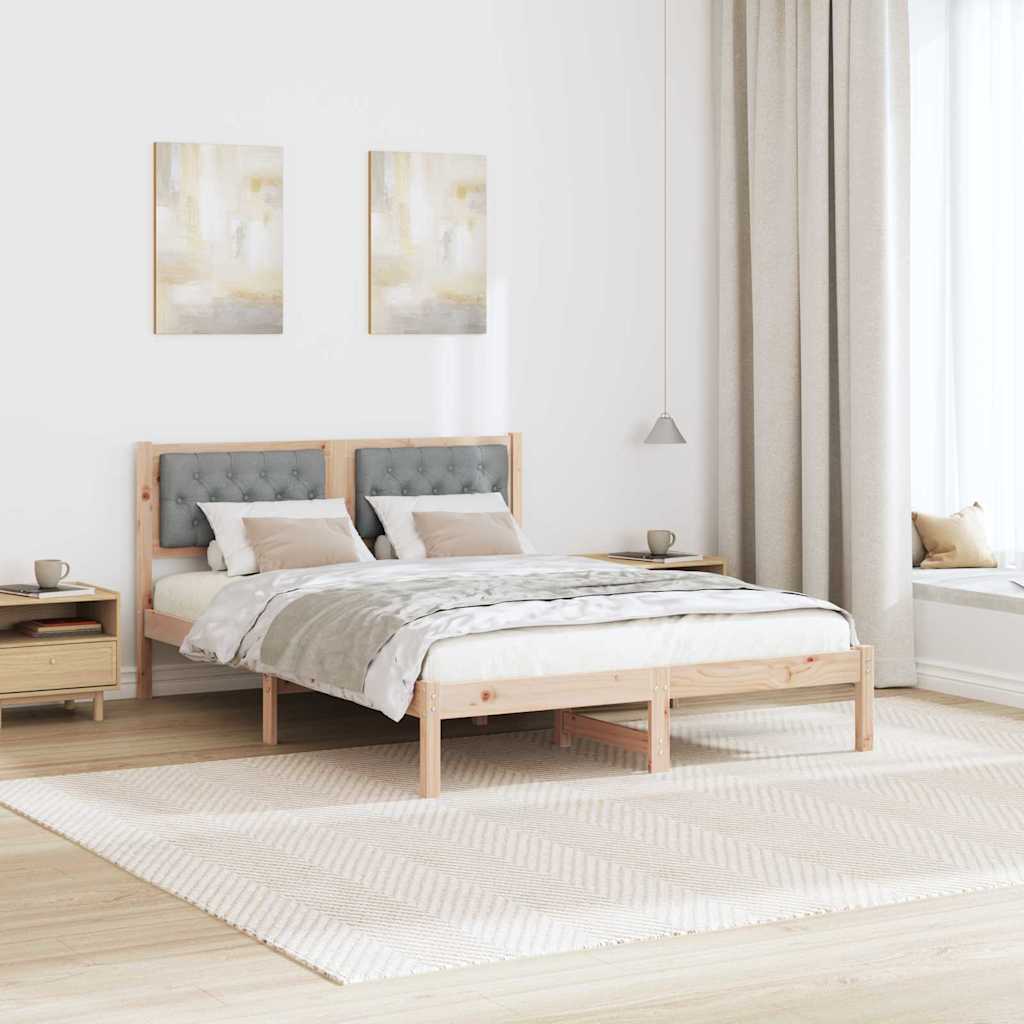Bettrahmen Hellgrau 150 x 200 cm Massives Kiefernholz