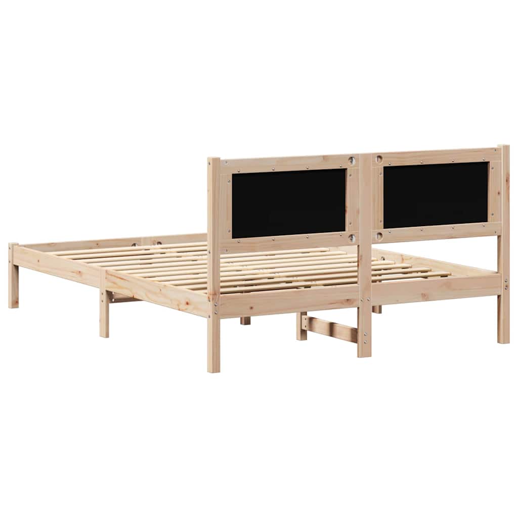 Bettrahmen Hellgrau 150 x 200 cm Massives Kiefernholz