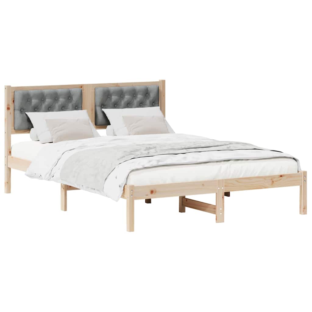 Bettrahmen Hellgrau 150 x 200 cm Massives Kiefernholz