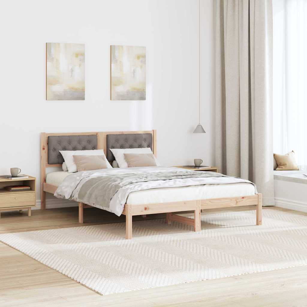 Bettrahmen mit Kopfteil Taupe 150 x 200 cm Massives Kiefernholz