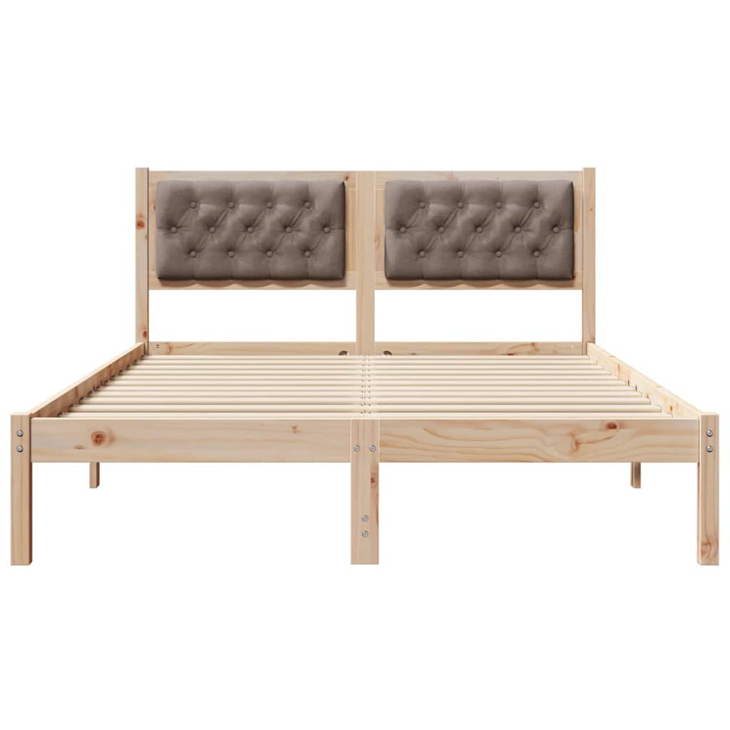 Bettrahmen mit Kopfteil Taupe 150 x 200 cm Massives Kiefernholz