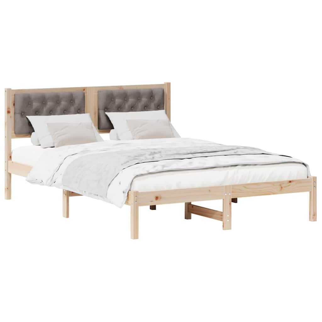 Bettrahmen mit Kopfteil Taupe 150 x 200 cm Massives Kiefernholz