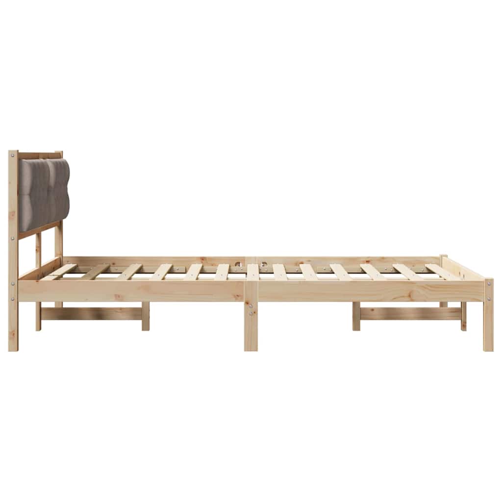 Bettrahmen mit Kopfteil Taupe 150 x 200 cm Massives Kiefernholz