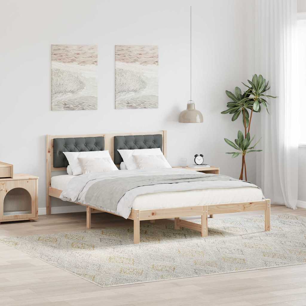 Bettrahmen Dunkelgrau 140 x 190 cm Massives Kiefernholz