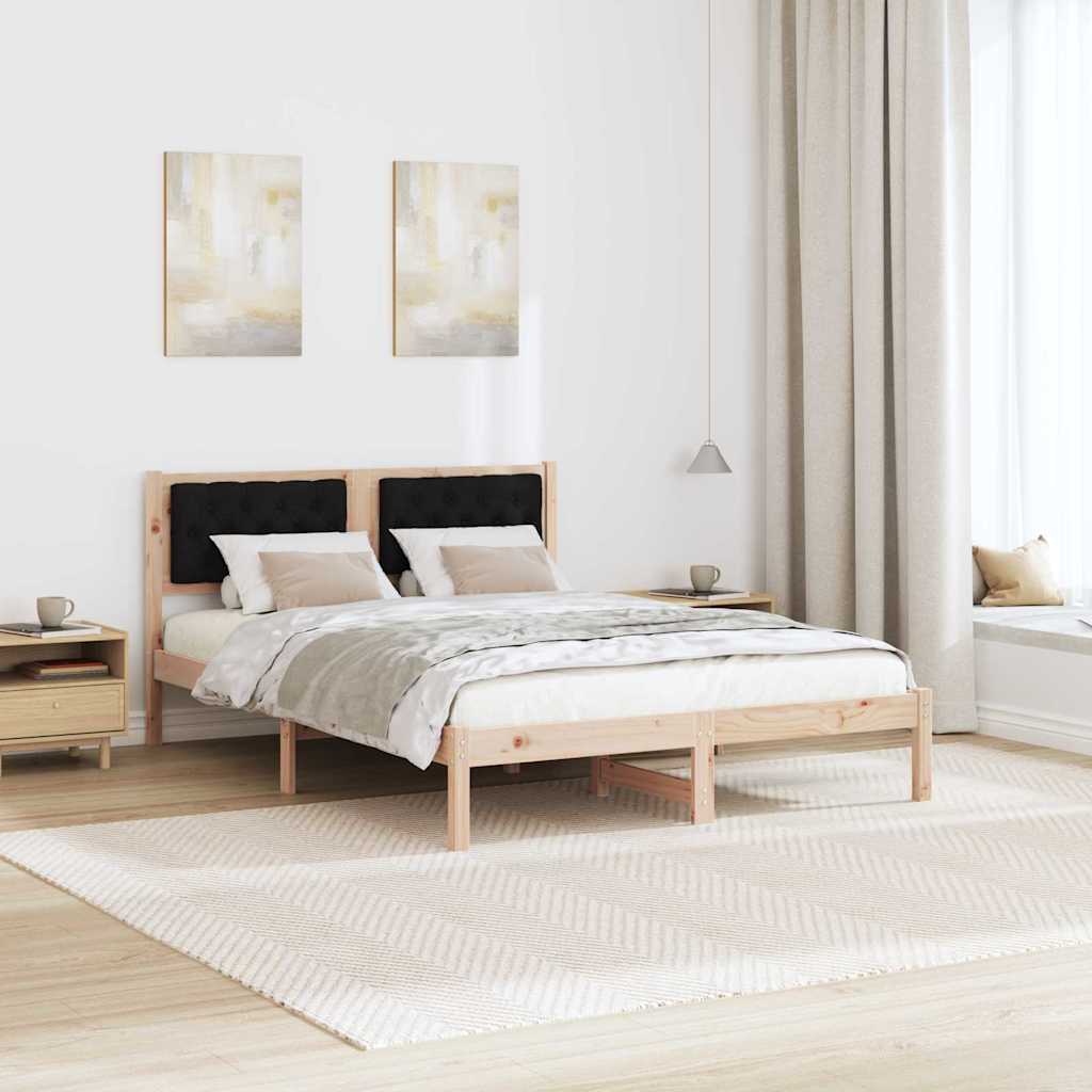 Bettrahmen Schwarz 140 x 190 cm Massives Kiefernholz