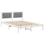 Bettrahmen Hellgrau 140 x 190 cm Massives Kiefernholz